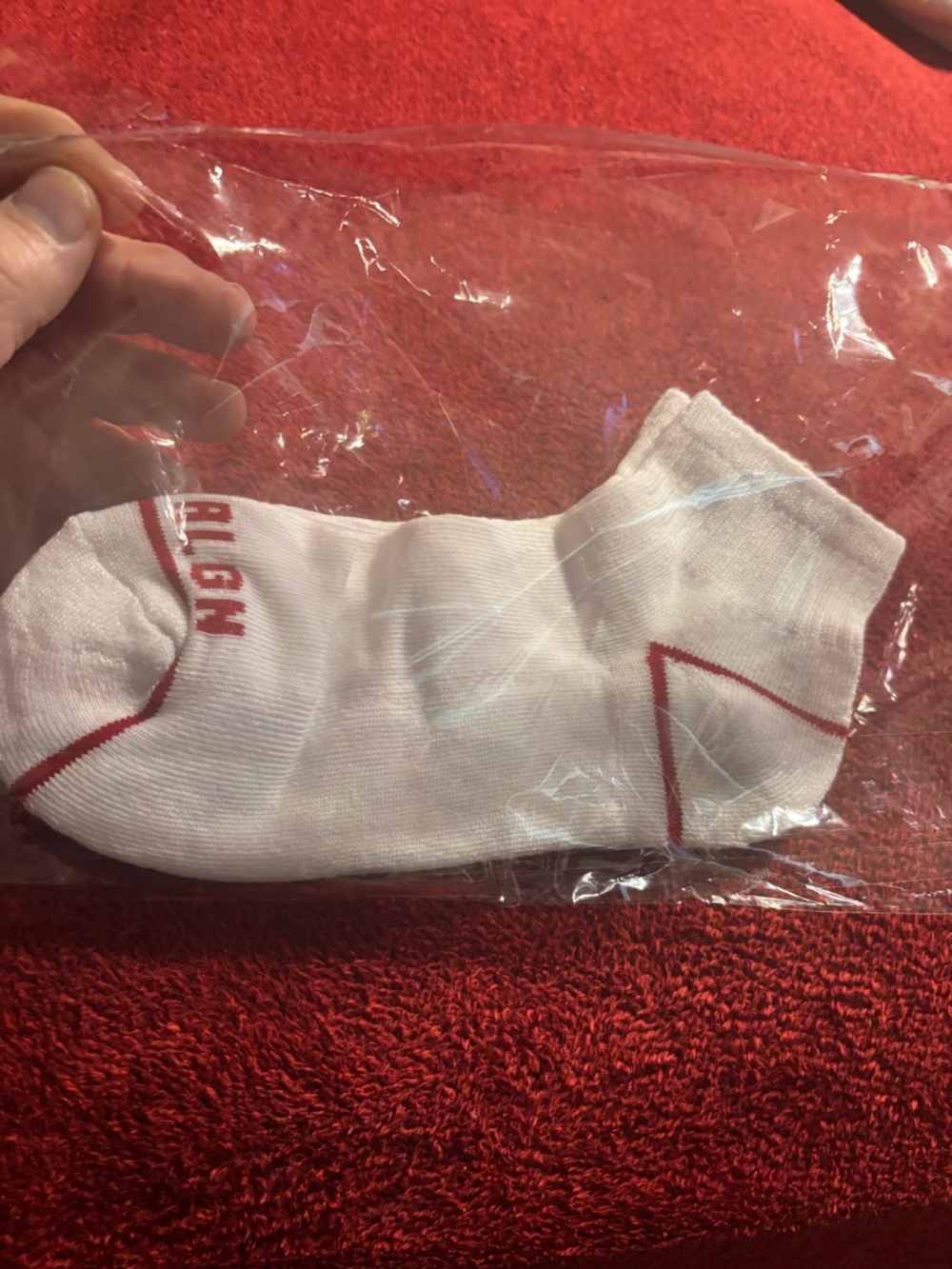 True Religion Men’s White Ankle Socks with Red Accents - Men. Size 8-12 New